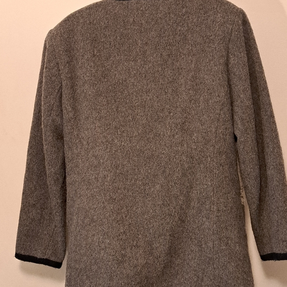 Vintage Meico Landhaus Grey Wool Embriodered Applique Jacket Misses Size 10 - Picture 10 of 10